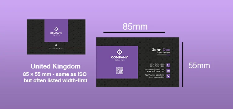 United Kingdom card size