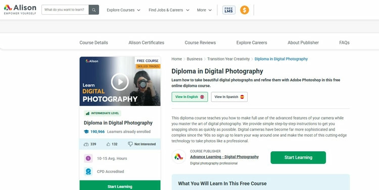 Alison Diploma in Digital Photography