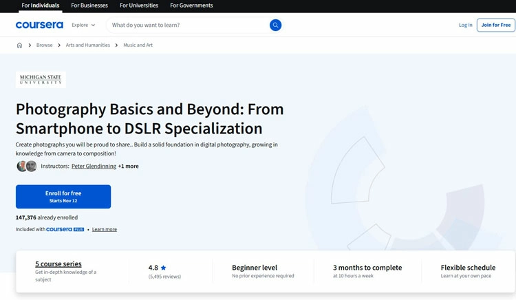 Michigan State University Photography Basics Specialization