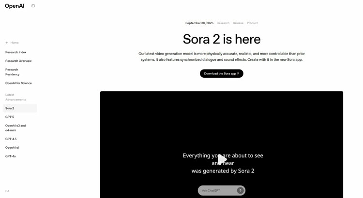 Sora 2 (OpenAI)- AI Filmmaking app
