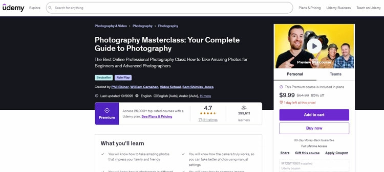 Udemy Photography Masterclass